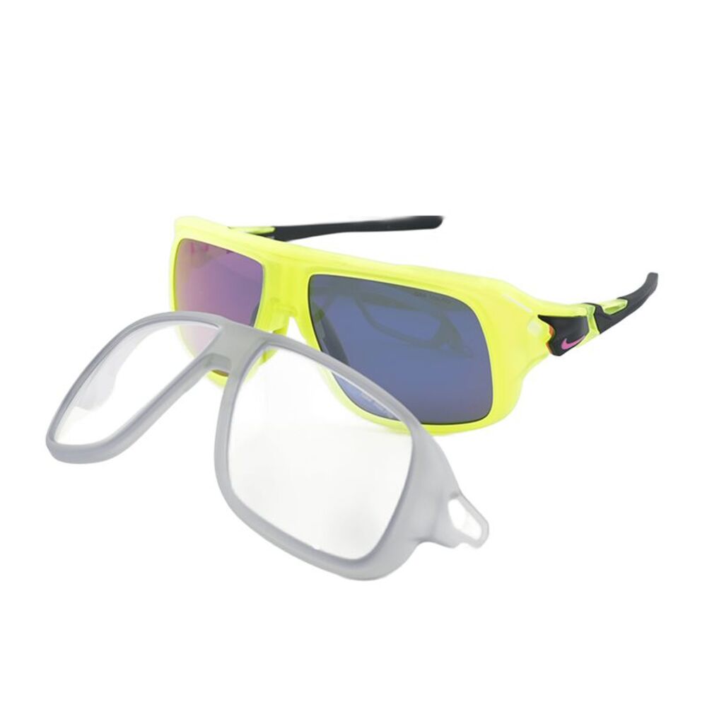 Nike Sunglasses Square Full Rim, Matte Volt Frame and Infrared Mirror/Clear